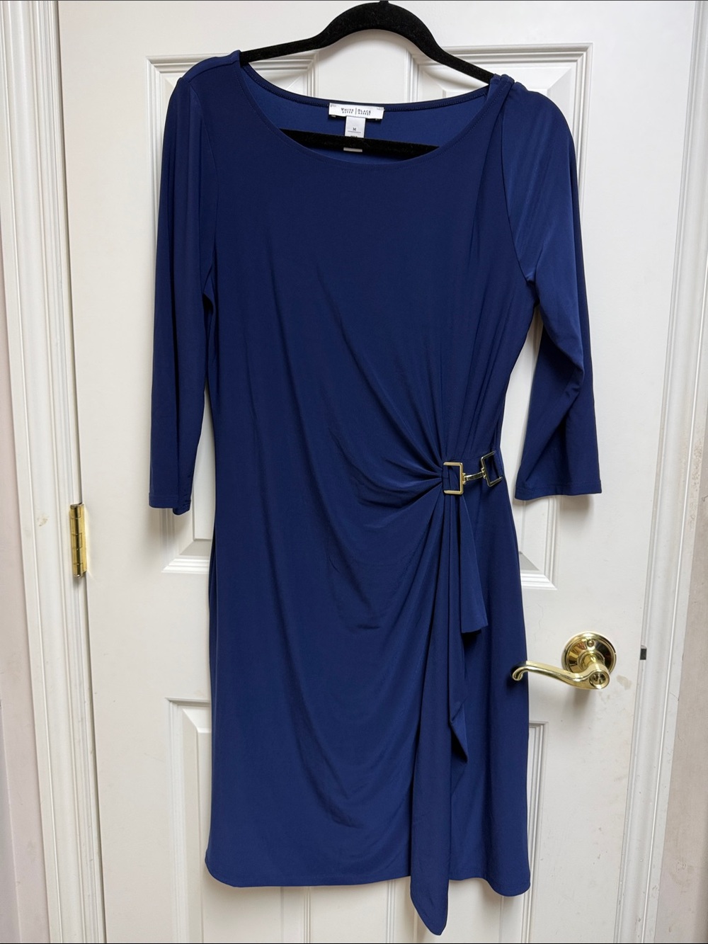 White House Black Market Navy Side-Ring Jersey Dress